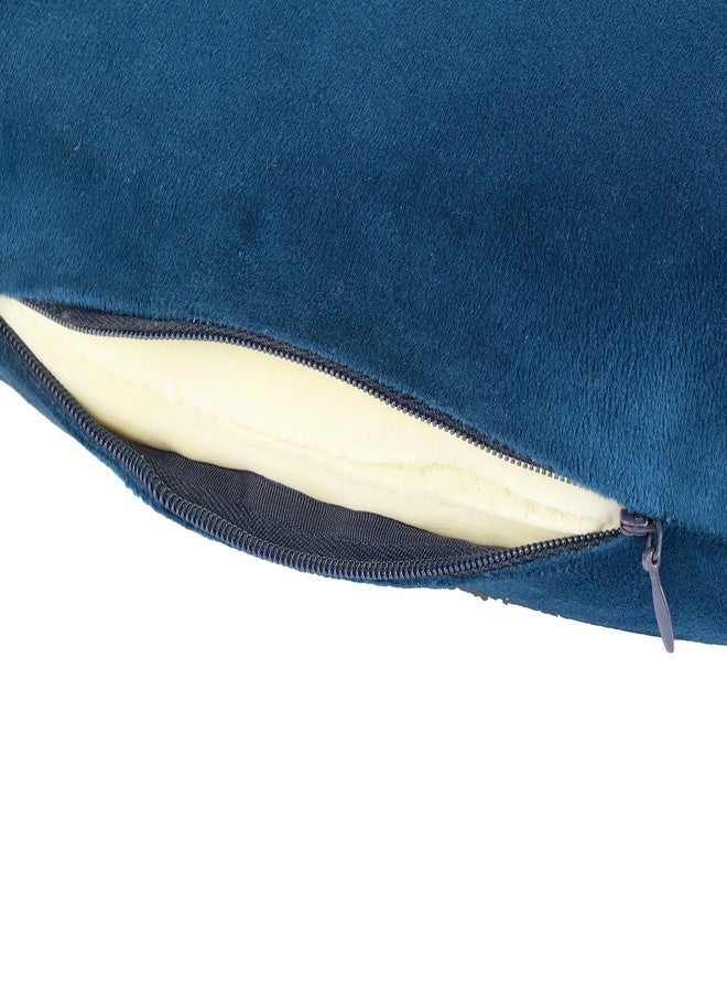 GSQUARE TravelEase Memory Foam Pillow with Soft Blue Velvet Cover for Support and Comfort for Car Seat/Office Chair/Travelling, Easy to Carry Alternative for Hotel Pillow (12.5 x 18.5, Pack of 4) - Image 3